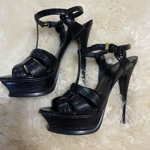 Saint Laurent Tribute 105 Croc Embossed Sandal